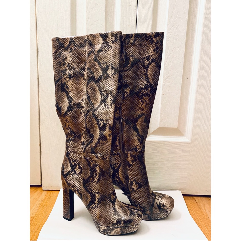 Snakeskin heeled boots, 7.5 womens